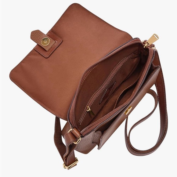 NEW Fossil Kinley Brown Leather Small Crossbody Purse - Picture 3 of 9